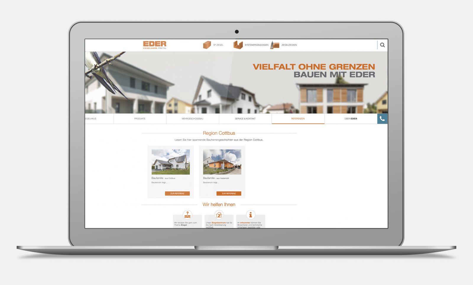 Webseite von Ziegel Eder von architekturfotografien