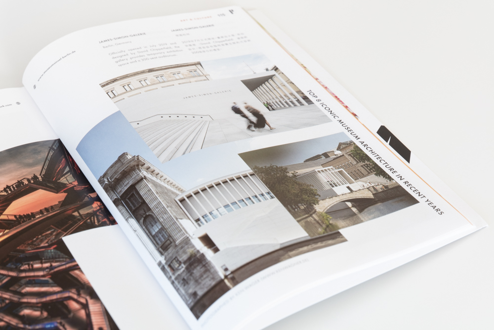 Veröffentlichung im chinesischen Magazin als Architekturfotograf James Simon Galerie Architekt David Chipperfield